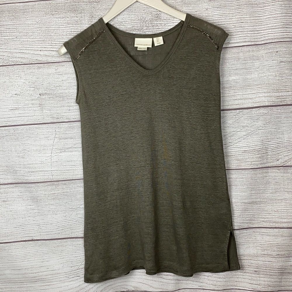 Cynthia Rowley 100% Linen Sleeveless V-neck Top